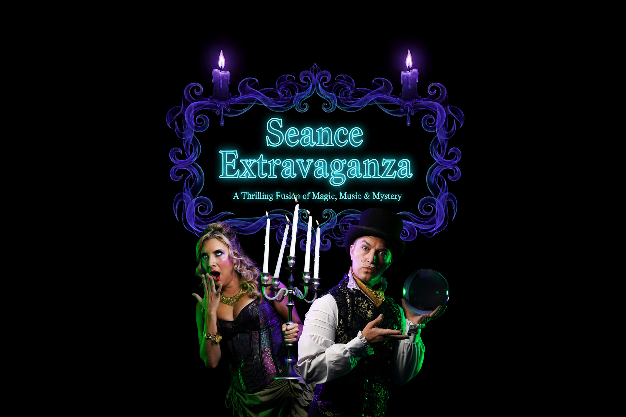 Los Angeles magician Ryne Strom performing his Seance Extravaganza Halloween magic show